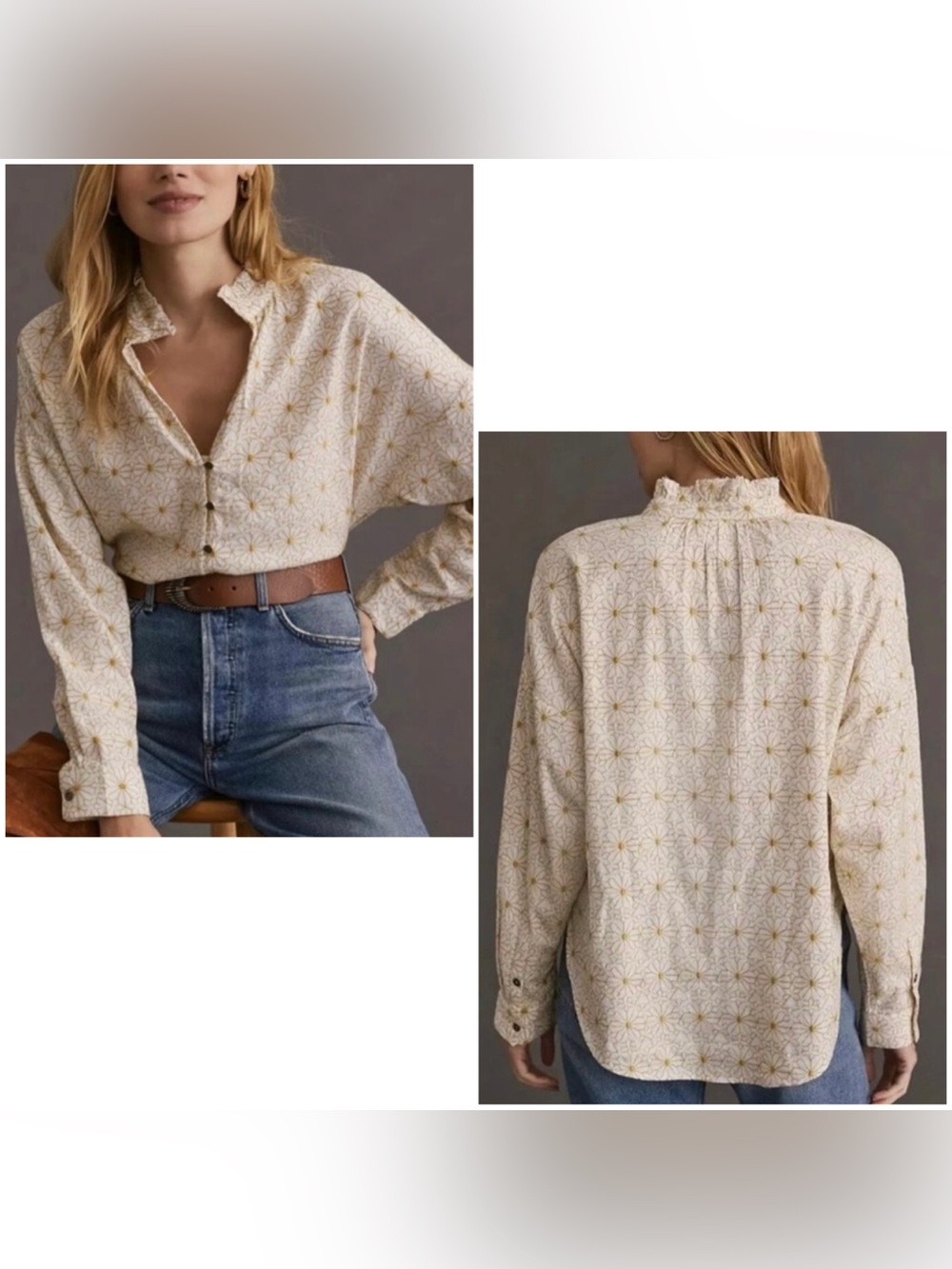 Tavi Button Down Embroidered Daisy Blouse